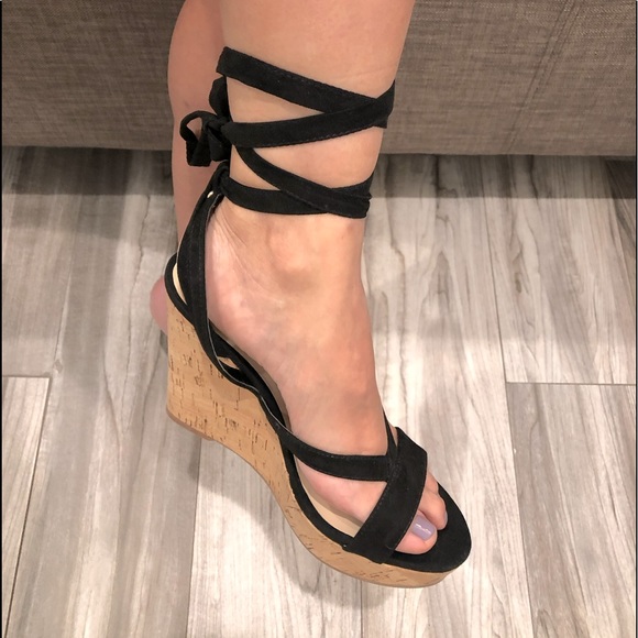 Guess like new ankle tie tan wedges. - Picture 6 of 7